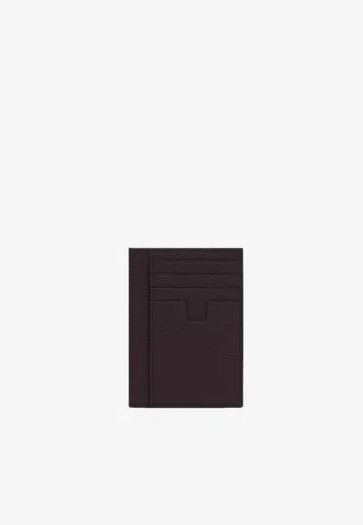 Tom Ford Large Grain Leather Card Holder In Purple