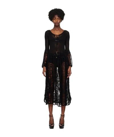 Tom Ford Large Ladder Long-sleeved Dress In Black