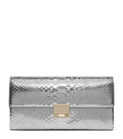 Tom Ford Large Laminated Leather Clutch Bag In Silver