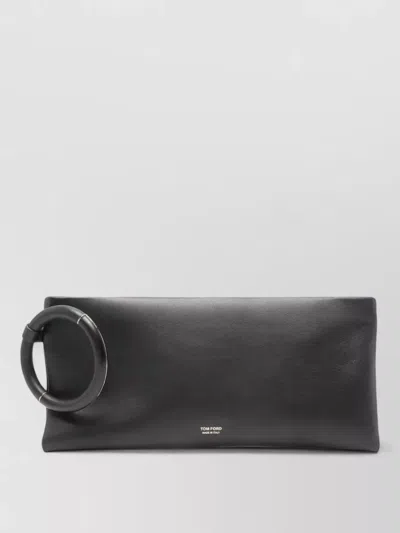Tom Ford Large Leather Clutch Bag Circular Handle
