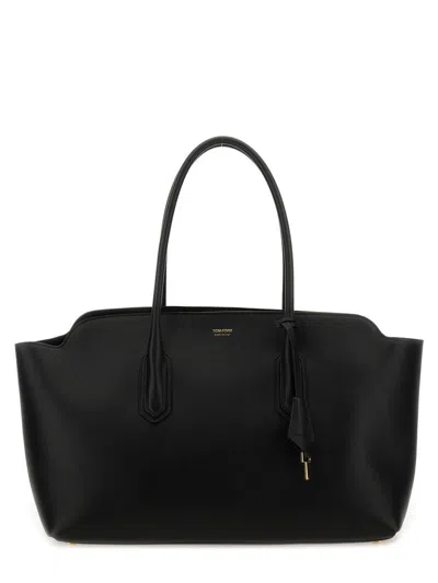 Tom Ford Large Leather Shopping Bag In Black
