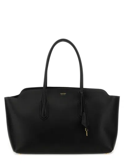Tom Ford Large Leather Shopping Bag In Black