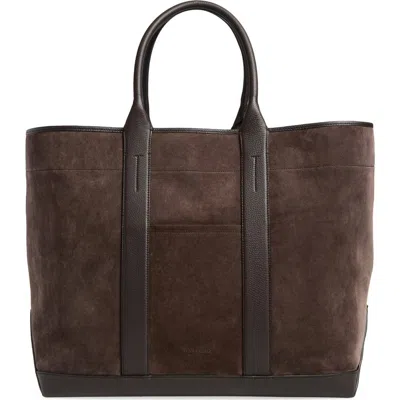 Tom Ford Large Leather Tote Bag In Eck Brown