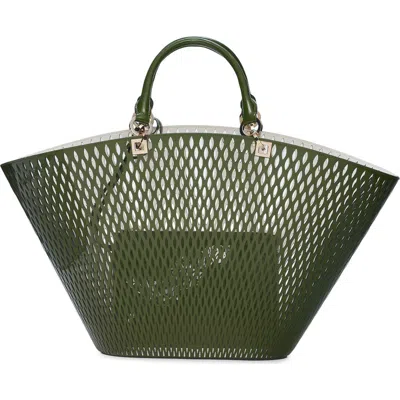 Tom Ford Large Panier Cutout Patent Leather Tote In Green
