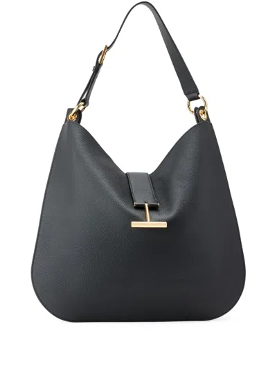Tom Ford Large Tara Leather Crossbody Bag In Black