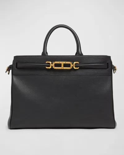 Tom Ford Large Top-handle Bag In Leather In Black
