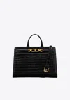 Tom Ford Crocodile-embossed Leather Tote Bag In Black