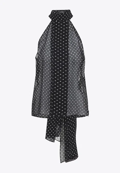 Tom Ford Lavallier Polka Dots Top In Black