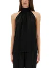 Tom Ford Sleeveless Lavalliere Blouse In Black