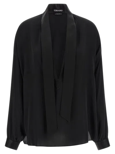 Tom Ford Lavallière Neck Blouse Shirt And Blouse Black