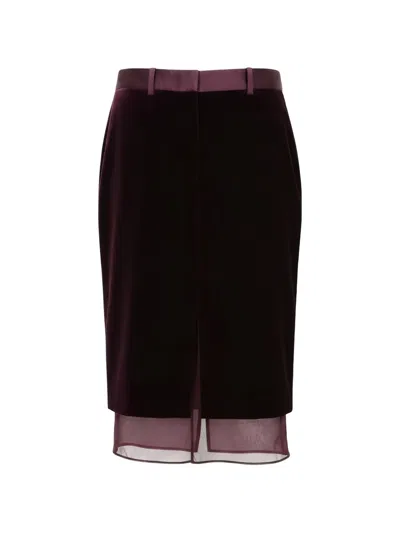 Tom Ford Layered Midi Skirt In Red