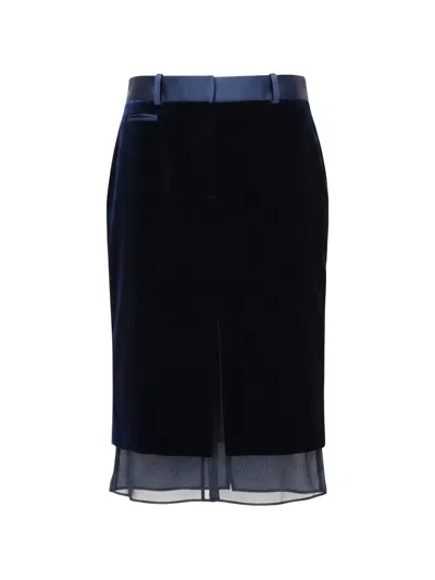 Tom Ford Layered Midi Skirt In Blue