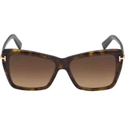 Tom Ford Leah 64mm Gradient Polarized Oversize Butterfly Sunglasses In Dark Havana/gradient Brown