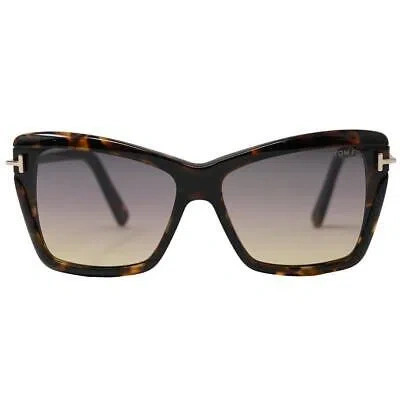 Pre-owned Tom Ford Leah Ft0849 55b Brown Sunglasses In Pink