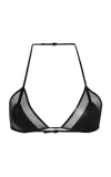 Tom Ford Leather & Mesh Triangle Bralette In Black