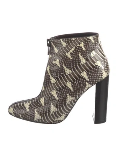 Pre-owned Tom Ford Leather Animal Print Boots In White