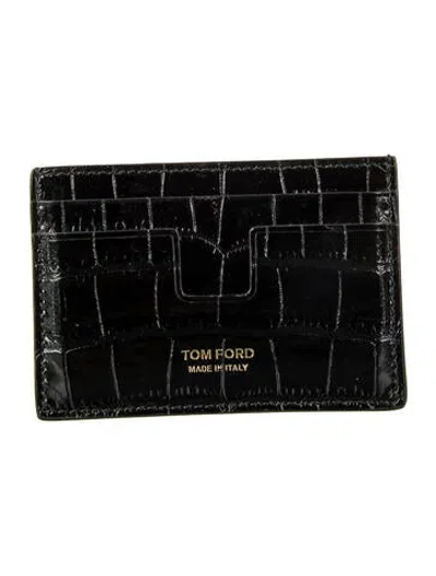 Pre-owned Tom Ford Leather Animal Print Card Holder In Black