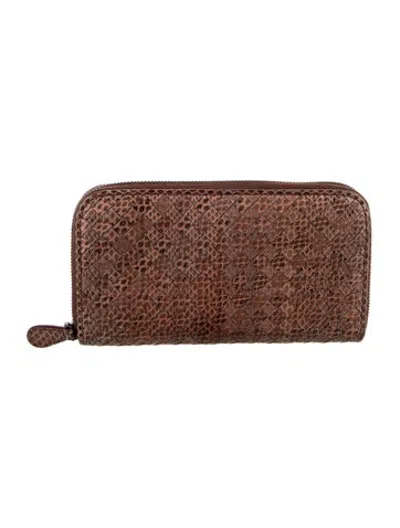Pre-owned Tom Ford Leather Animal Print Continental Wallet In Brown