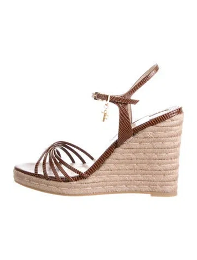 Pre-owned Tom Ford Leather Animal Print Espadrilles In Brown