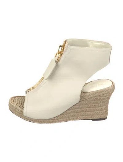 Pre-owned Tom Ford Leather Animal Print Espadrilles In Neutral