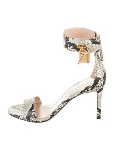Pre-owned Tom Ford Leather Animal Print Sandals In Neutral