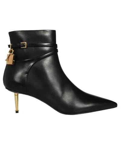 Tom Ford Leather Ankle Boots In Black