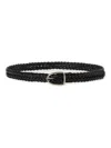 Tom Ford Angled Buckle Woven Leather Belt In Black