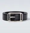 Tom Ford Adjustable Belt With Metal Rectangular Buckle In Black
