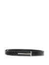 Tom Ford Crocodile Texture Adjustable Leather Strap In Black