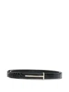 Tom Ford Crocodile Texture Adjustable Leather Strap In Black