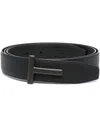Tom Ford Logo-buckle Leather Belt In Black