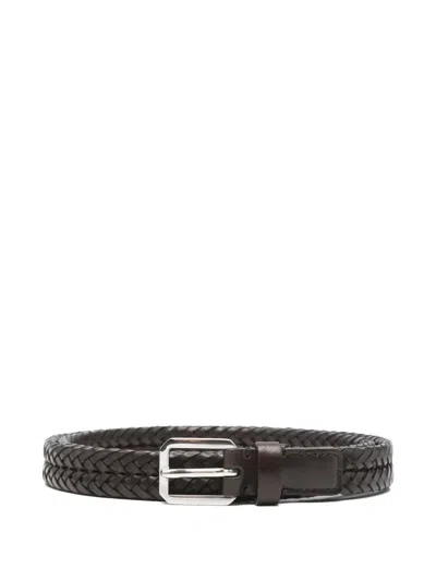Tom Ford 2cm Woven Leather Belt In Brown