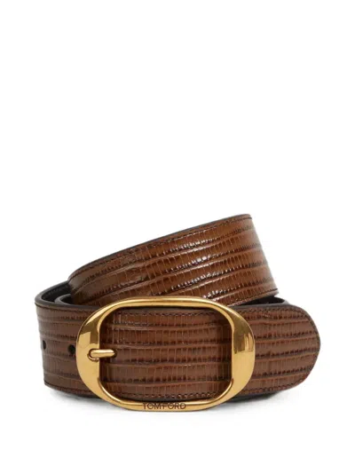 Tom Ford Leather Belt In Brown