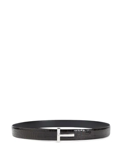 Tom Ford Leather Belt In Brown