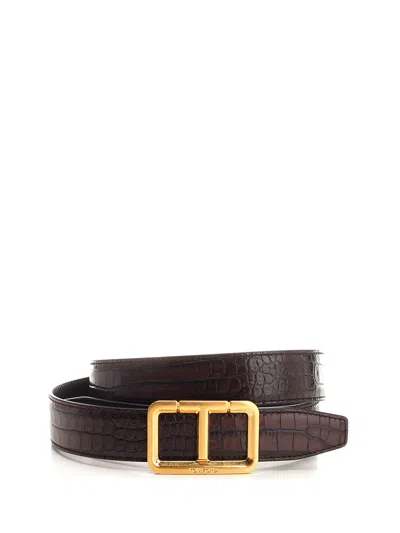 Tom Ford Leather Belt In Brown