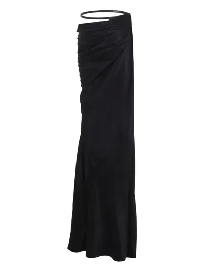 Tom Ford Asymmetric Midi Skirt Belt Detail In Black