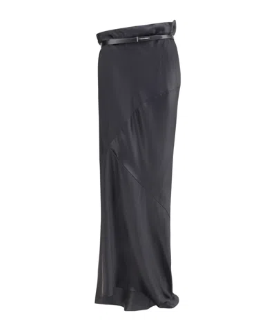 Tom Ford Leather-belt Draped Skirt In Black