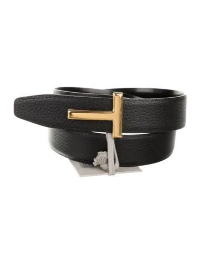 Pre-owned Tom Ford Leather Belt Kit In Black