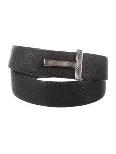 Pre-owned Tom Ford Leather Belt Kit In Black