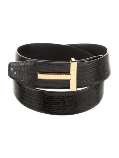 Pre-owned Tom Ford Leather Belt Kit In Black