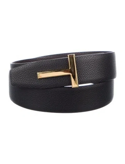 Pre-owned Tom Ford Leather Belt Kit In Black
