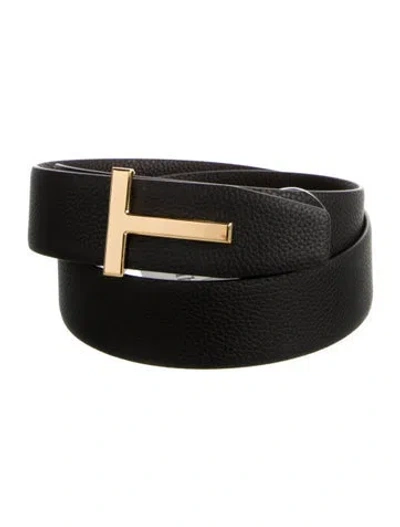 Pre-owned Tom Ford Leather Belt Kit In Black