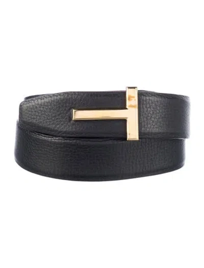 Pre-owned Tom Ford Leather Belt Kit In Black