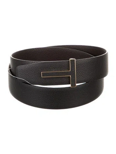 Pre-owned Tom Ford Leather Belt Kit In Black