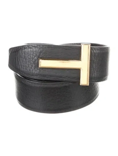 Pre-owned Tom Ford Leather Belt Kit In Black