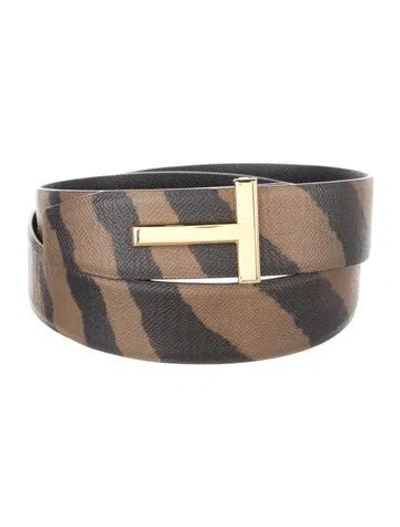 Pre-owned Tom Ford Leather Belt Kit In Black