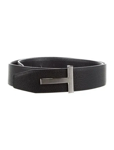 Pre-owned Tom Ford Leather Belt Kit In Black