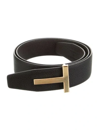 Pre-owned Tom Ford Leather Belt Kit In Black
