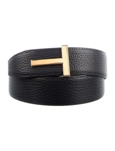 Pre-owned Tom Ford Leather Belt Kit In Black