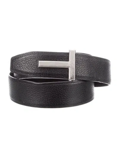 Pre-owned Tom Ford Leather Belt Kit In Black